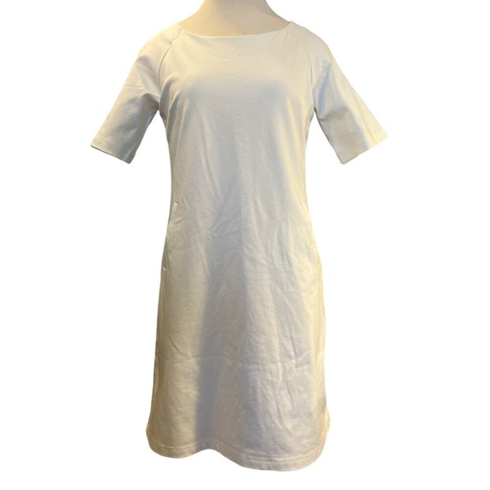 Brass Retro Inspired Shift Dress Pull On Pockets Sz S Cream Capsule Mad Men Mod